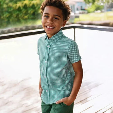 Boys Short Sleeve Button Down Performance Shirt