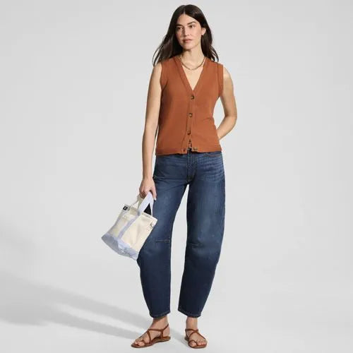 Women's Soft Denim Mid Rise Relaxed Barrel Leg Ankle Jeans