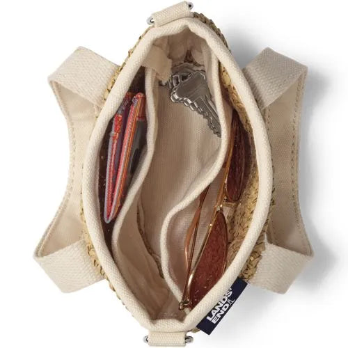 Mini Raffia Open Top Canvas Tote Bag