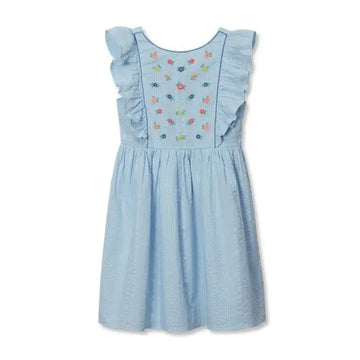 Girls Short Sleeve Seersucker Dress