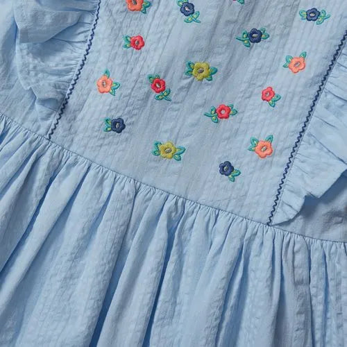 Girls Short Sleeve Seersucker Dress