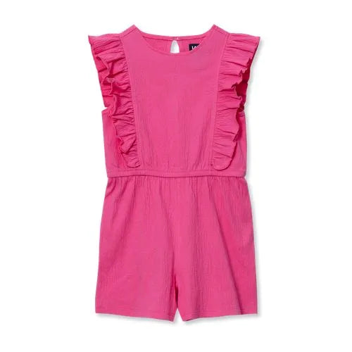 Girls Sleeveless Ruffle Knit Romper