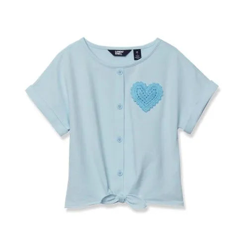 Girls Slouchy Button Front Terry Knit Top