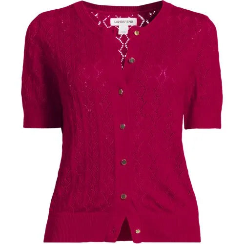 Women's Cotton Viscose Short Sleeve Cardigan Sweater