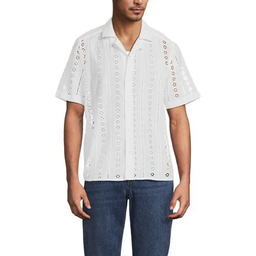 Men's Eyelet Camp Collar Shirt
