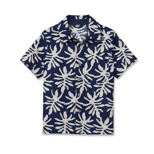 Boys Short Sleeve Linen Slub Button Down Shirt