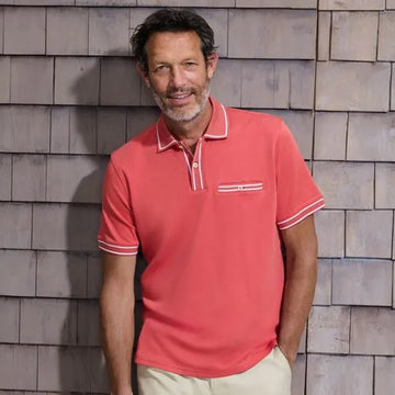 Men's Short Sleeve Tipped Welt Pocket Performance Supima Polo