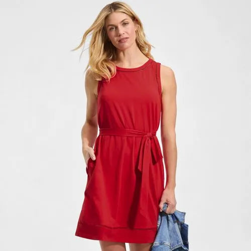 Women's Cotton Jersey Crew Neck Sleeveless Shift Dress