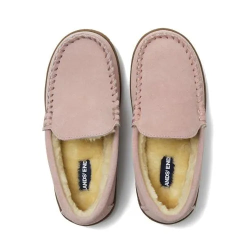 Kids Fuzzy Lined Suede Moccasin Slippers