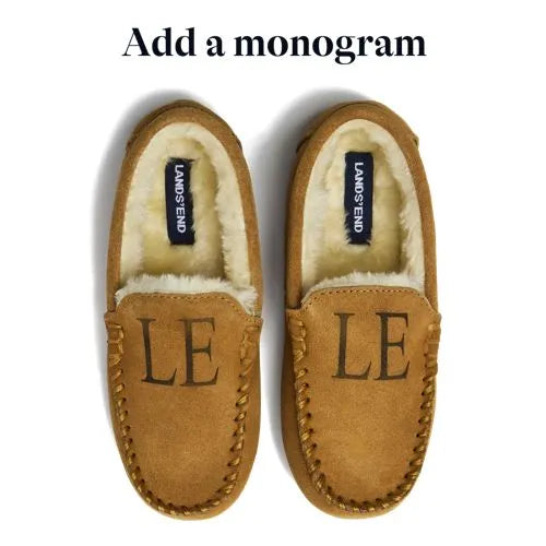 Kids Fuzzy Lined Suede Moccasin Slippers