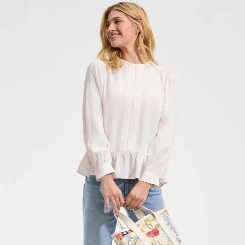 Women's Crepe Pintuck Peplum Top