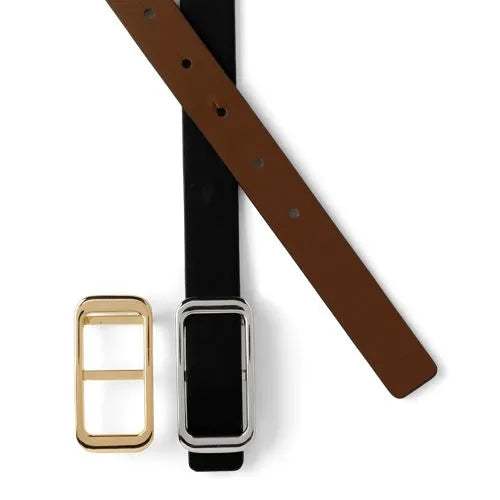Women's Faux Leather Classic Skinny Belt Set