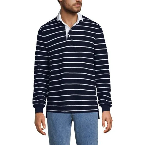 Men's Long Sleeve Honeycomb Pique Rugby