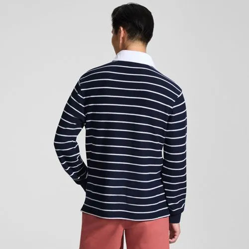 Men's Long Sleeve Honeycomb Pique Rugby
