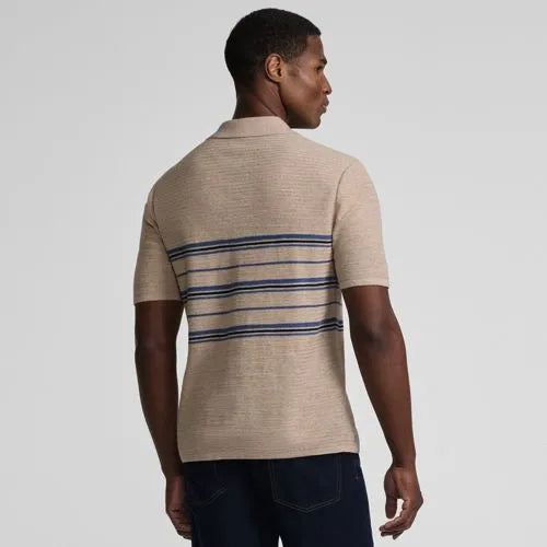 Men's Short Sleeve Texture Stitch Summer Weight Sweater Polo