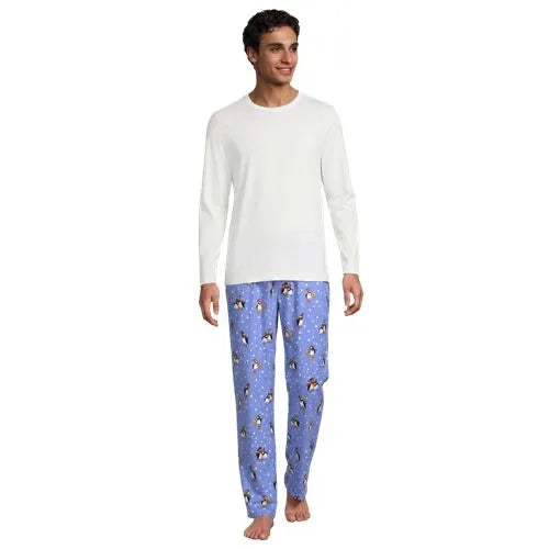 Men's Long Sleeve Tee and Flannel Pant Sleep Set