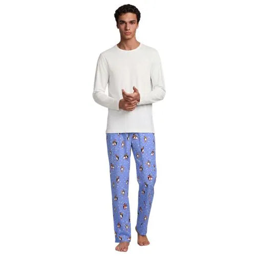 Men's Long Sleeve Tee and Flannel Pant Sleep Set