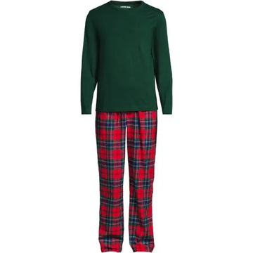 Men's Long Sleeve Tee and Flannel Pant Sleep Set