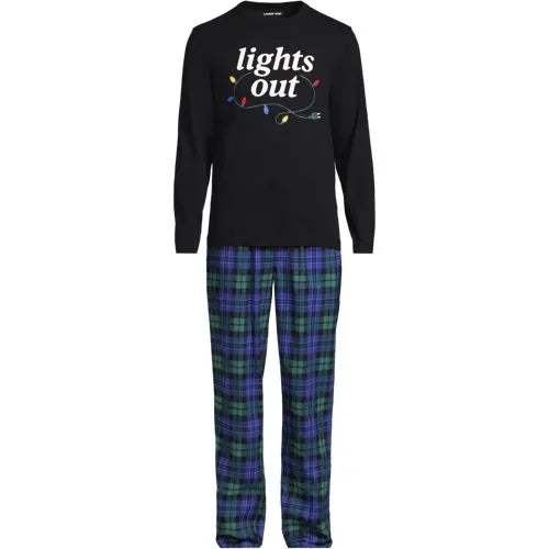 Men's Long Sleeve Tee and Flannel Pant Sleep Set