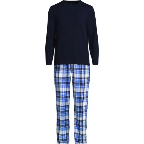 Men's Long Sleeve Tee and Flannel Pant Sleep Set