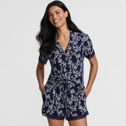 Women's Cooling 2 Piece Pajama Set - Short Sleeve Top and Shorts