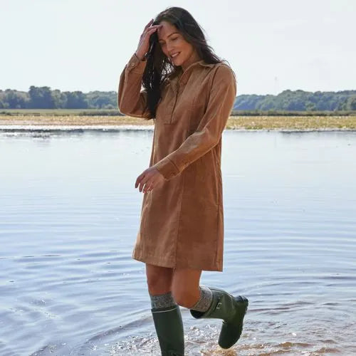 Women's Wide Wale Corduroy Popover Shirt Dress