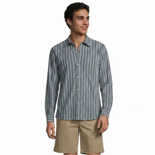 Men's Long Sleeve Knit Button Down Shirt