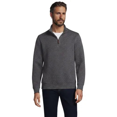 Men's Long Sleeve Quilted Bedford Quarter Zip Pullover