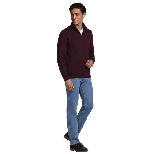 Men's Long Sleeve Quilted Bedford Quarter Zip Pullover