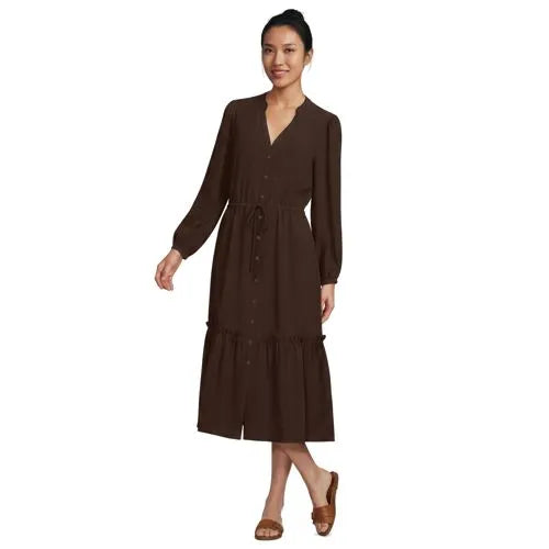 Women's Bracelet Button Front Midi Dress