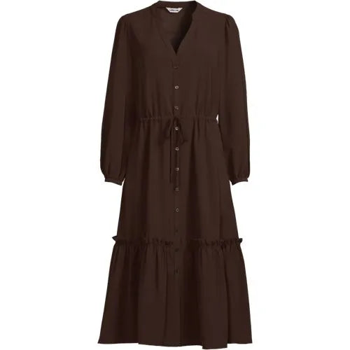 Women's Bracelet Button Front Midi Dress