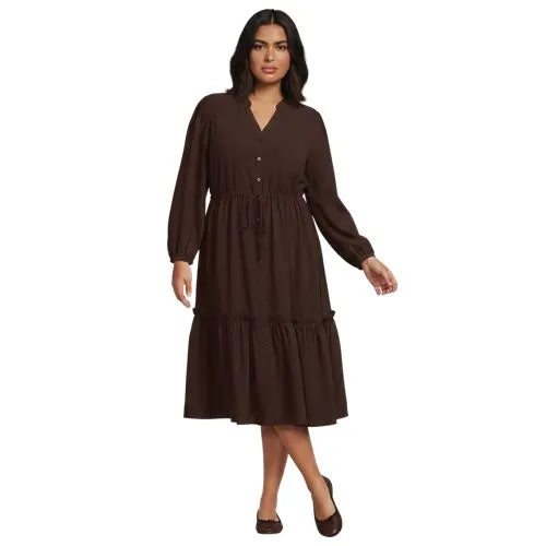 Women's Bracelet Button Front Midi Dress