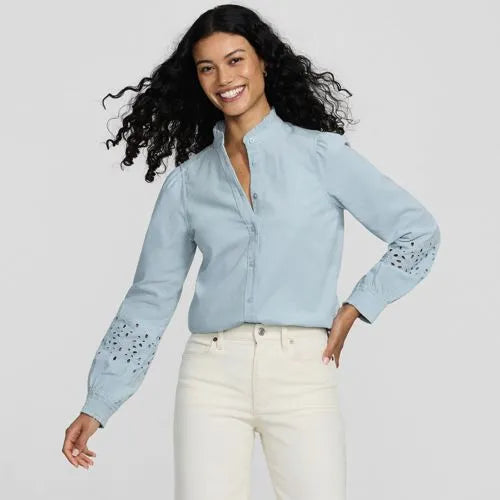 Women's Eyelet Sleeve Pinwale Corduroy Shirt