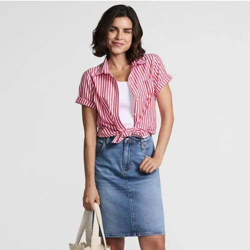 Women's Soft Denim Classic 5 Pocket Above the Knee Skirt