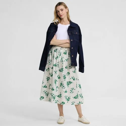 Women's Poplin Pull On Midi Skirt