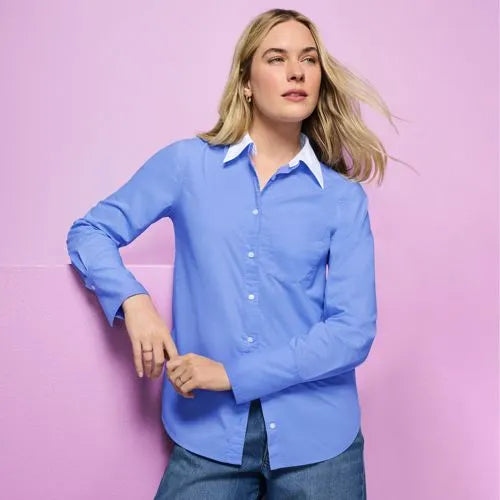Women's Poplin Removable Collar Shirt