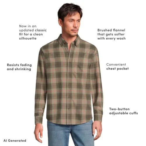 Men's Long Sleeve Classic Fit Flagship Flannel Shirt