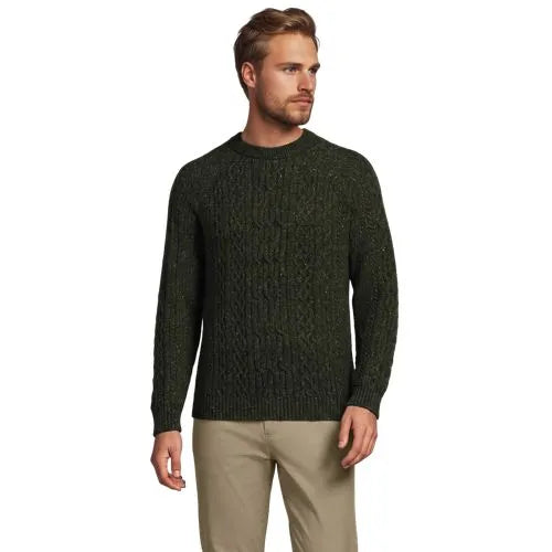 Men's Long Sleeve Cotton Wool Blend Stags Crewneck Sweater
