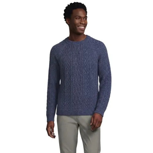 Men's Long Sleeve Cotton Wool Blend Stags Crewneck Sweater