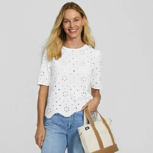 Women's Eyelet Crew Neck Shirt