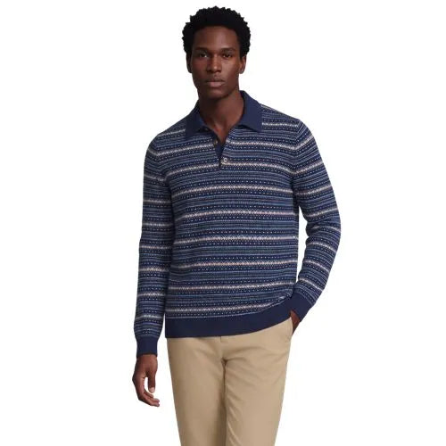 Men's Long Sleeve Cashtouch Fairisle Sweater Polo