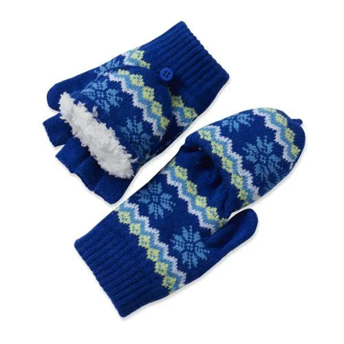 Kids Knit Fair Isle Convertible Mittens