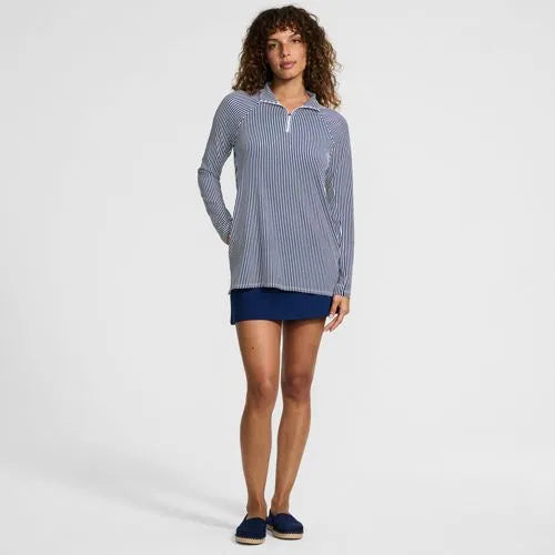 Womens SunShade UPF50 QuickDry Long Sleeve Quarter Zip Tunic Swim Cover-up