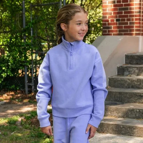 Girls Long Sleeve Double Knit Quarter Zip