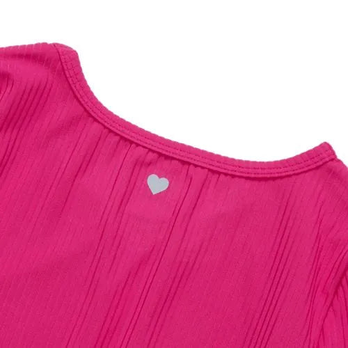 Girls Short Sleeve Active Ribbed Tee