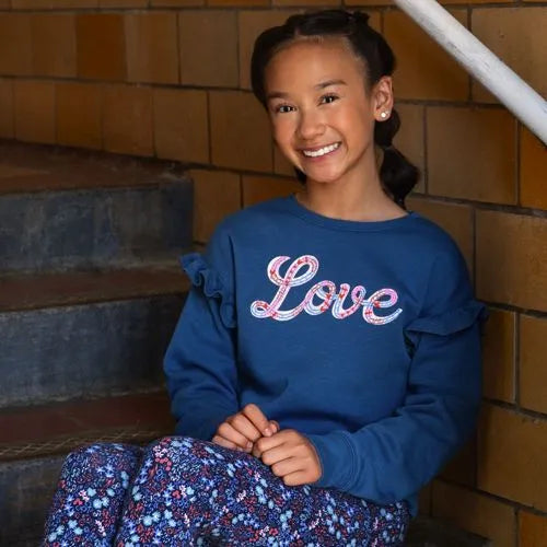 Girls Long Sleeve Ruffle Sweatshirt