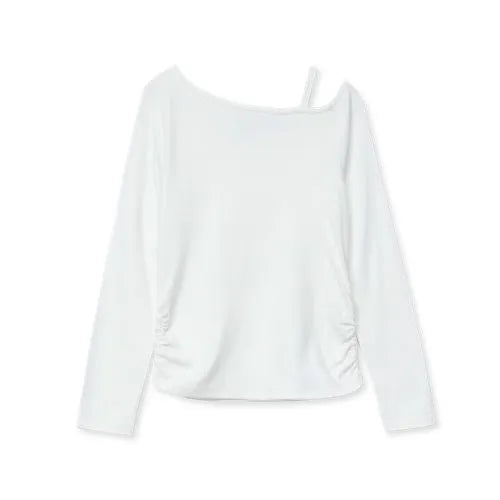 Girls Long Sleeve One Shoulder Rib Knit Top