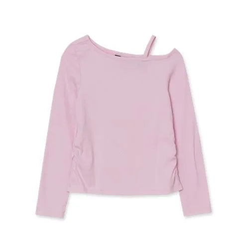 Girls Long Sleeve One Shoulder Rib Knit Top