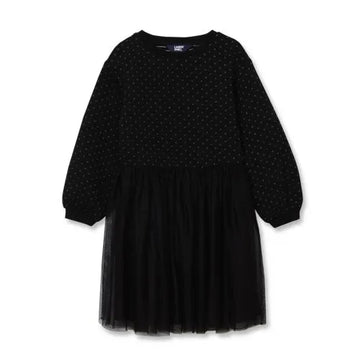 Girls Long Sleeve Mixed Media Dress