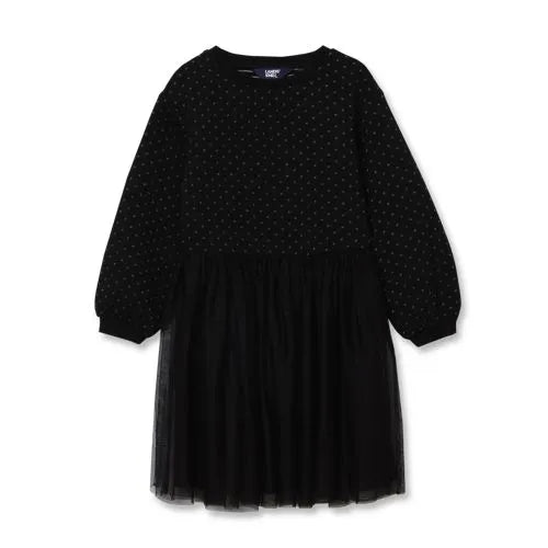 Girls Long Sleeve Mixed Media Dress